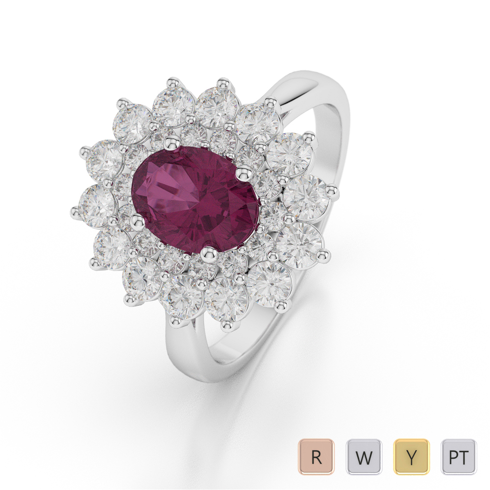 Ruby Engagement Ring With Round Cut Diamond 0051