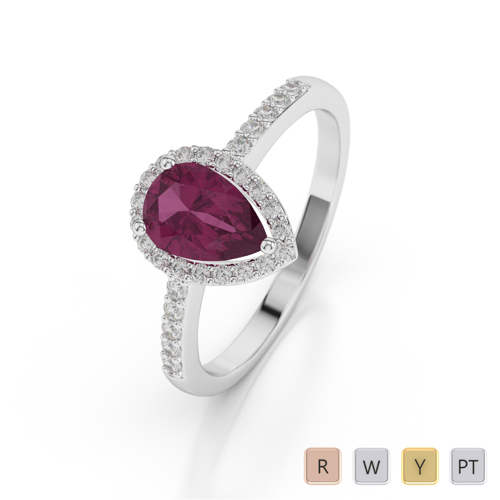 Pear Shape Ruby and Diamond Engagement Ring 0052