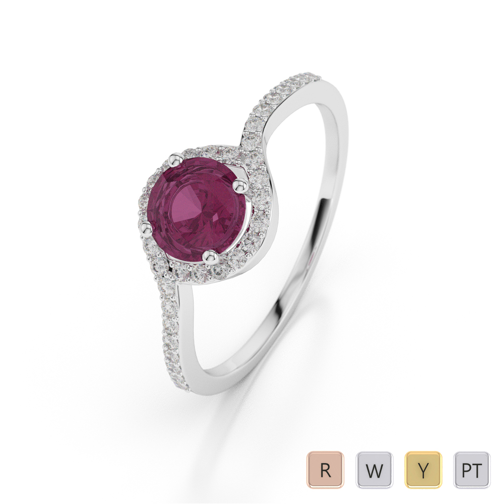 Prong Set Ruby Engagement Ring With Diamond 0054