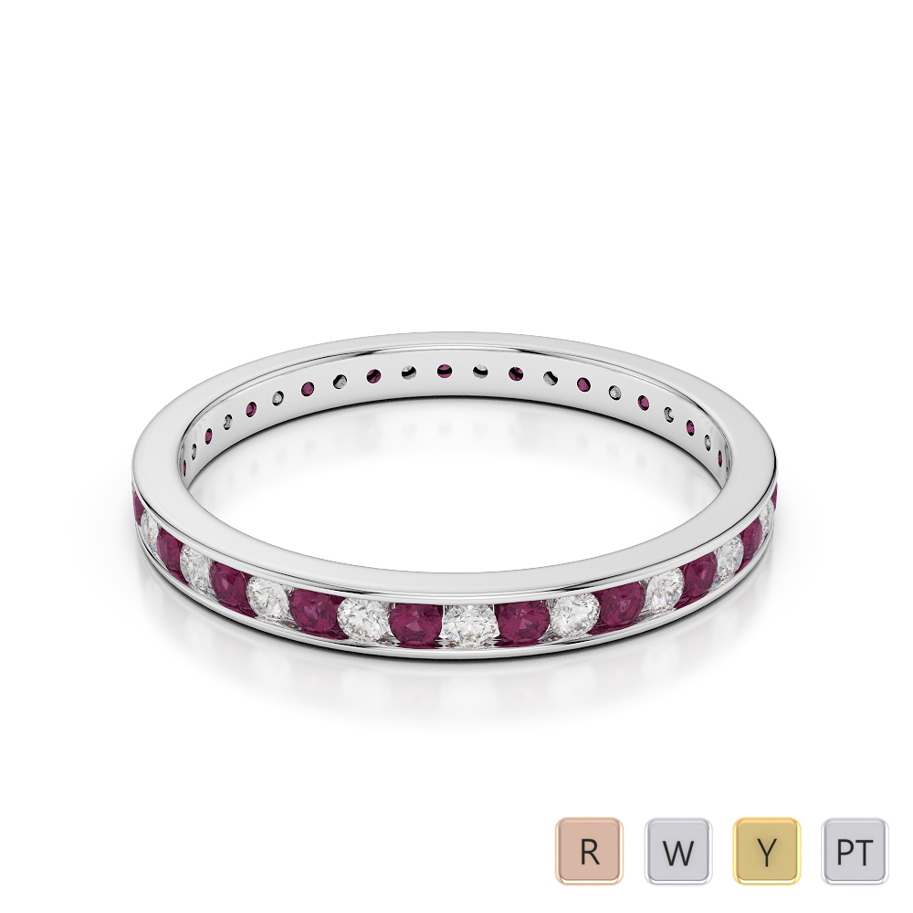 2.5MM Channel Set Ruby and Diamond Full Eternity Ring 0364