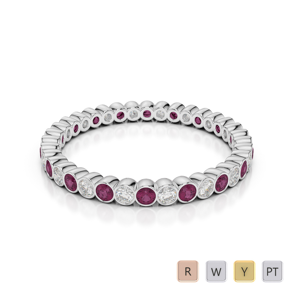 2MM Rubover Diamond Full Eternity Ring With Ruby 0376