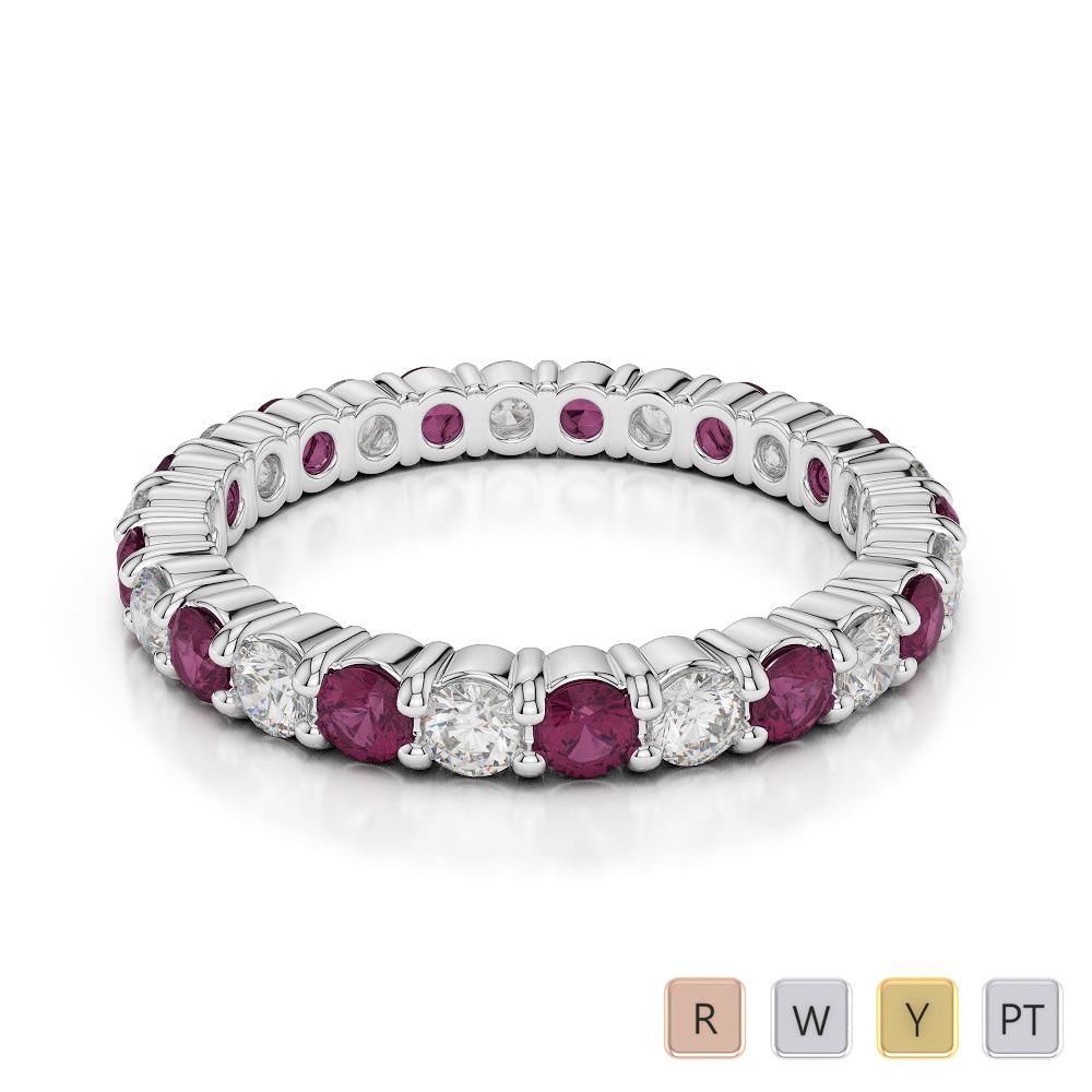 2.5 MM Round Cut Ruby Full Eternity Ring With Diamond 0389