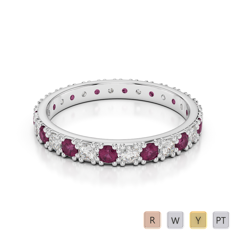 2.5 MM Prong Set Ruby Full Eternity Ring With Diamond 0405
