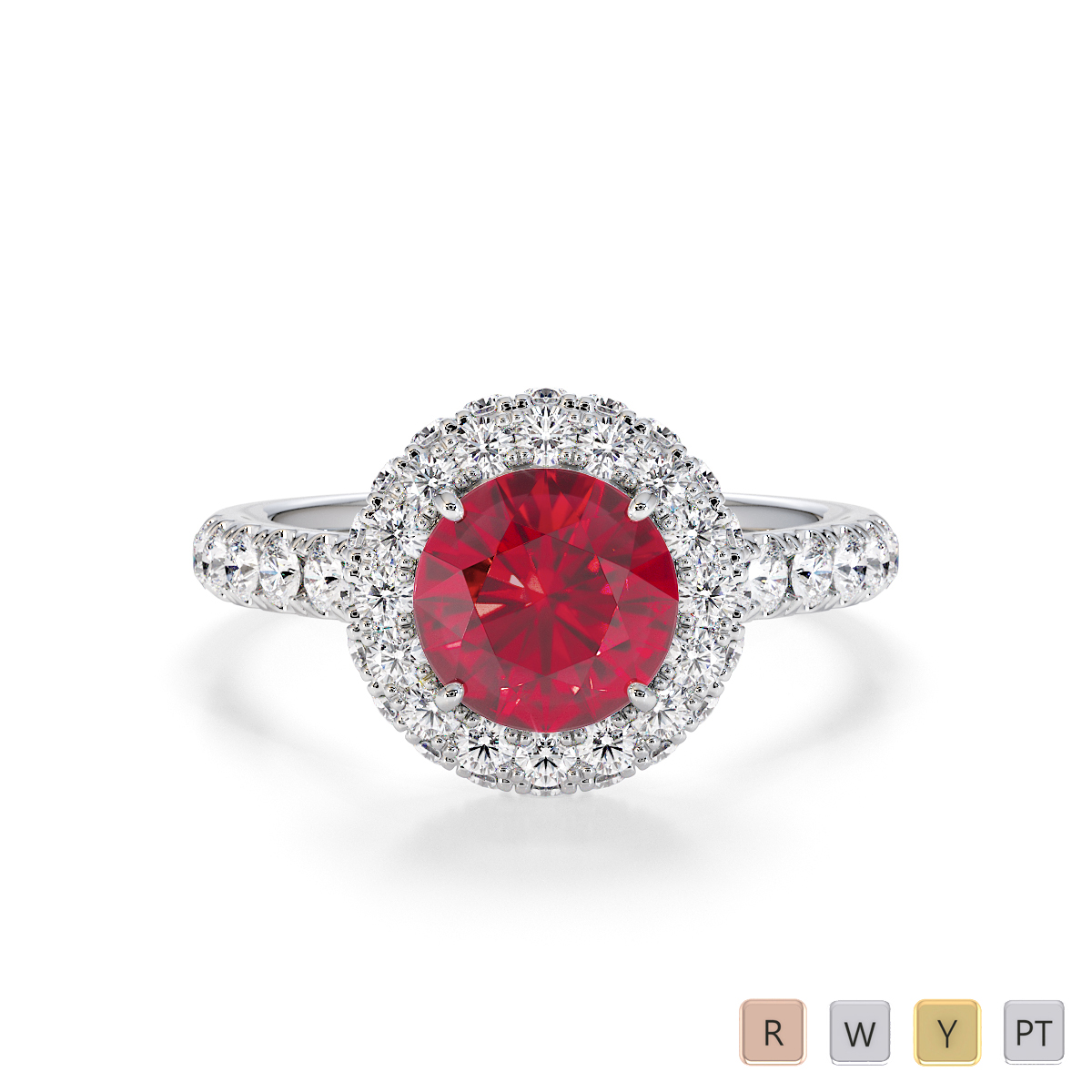 4 Prong Set Ruby and Diamond Engagement Ring 0773