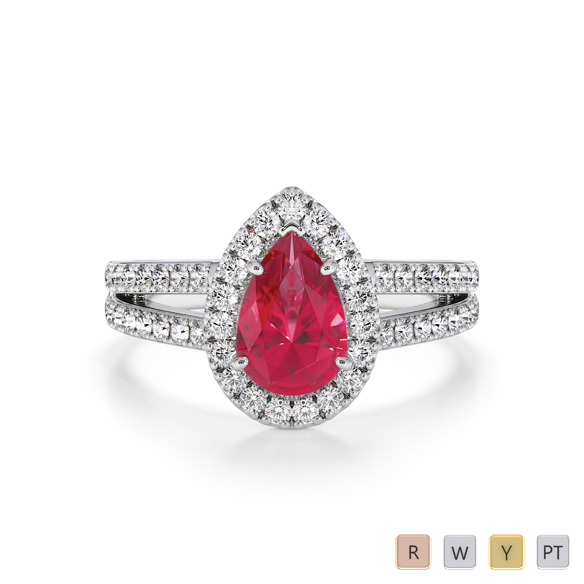 Pear Shape Ruby and Diamond Engagement Ring 0794