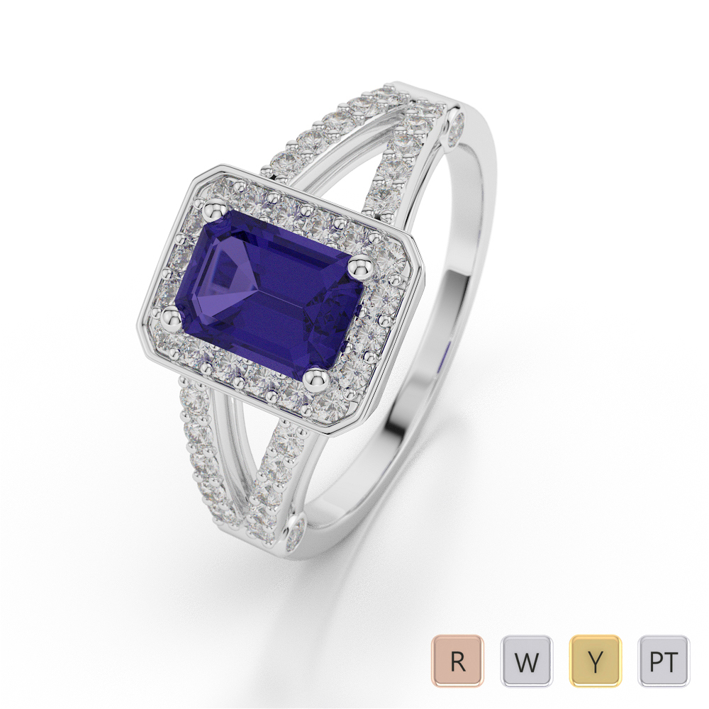 Tanzanite Engagement Ring With Round Cut Diamond 0041