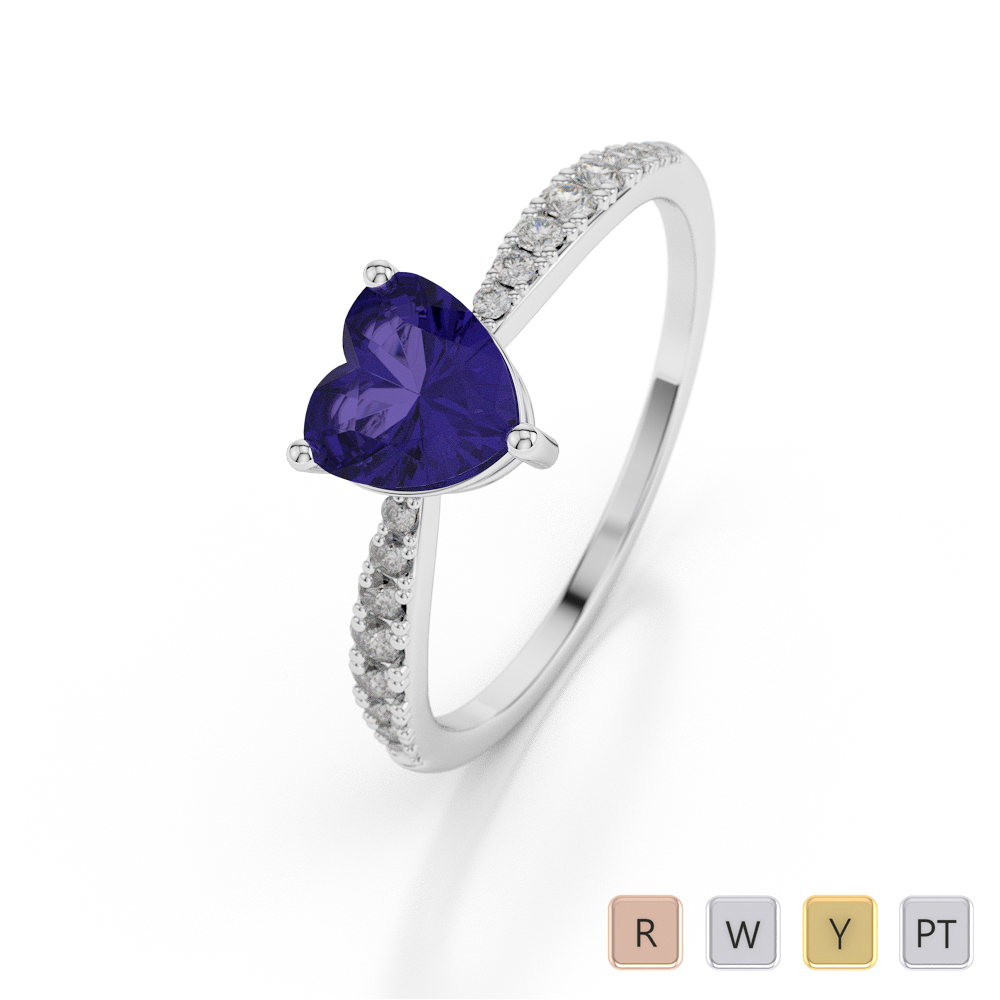 Heart Shape Tanzanite and Diamond Engagement Ring 0042
