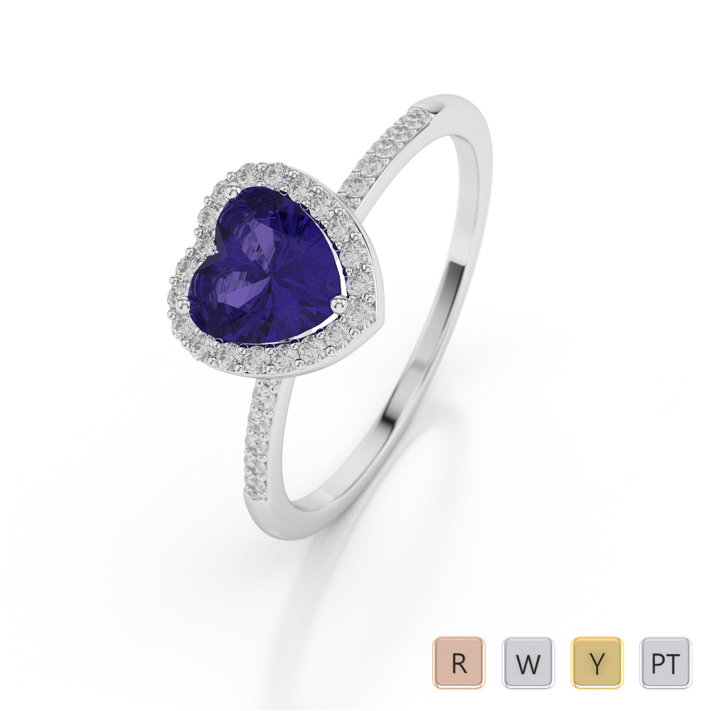 Tanzanite Engagement Ring With Round Cut Diamond 0043