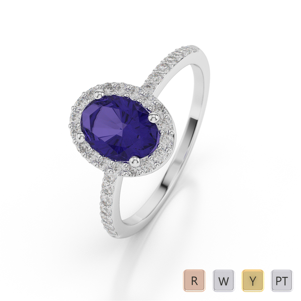 Oval Shape Engagement Ring With Tanzanite & Diamond 0050