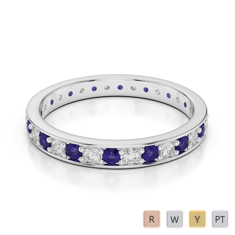 2.5MM Prong Set Diamond and Tanzanite Full Eternity Ring 0357