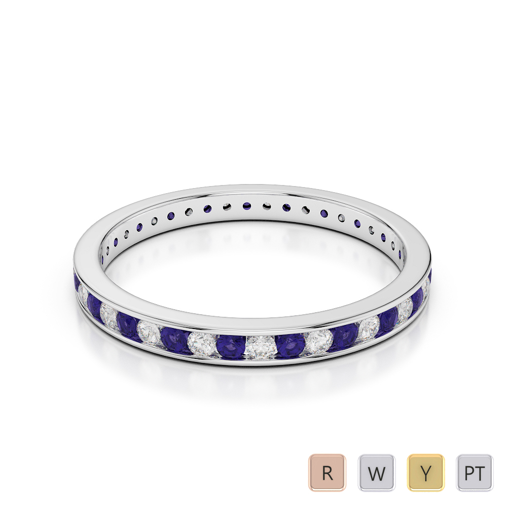 2.5MM Channel Set Tanzanite and Diamond Full Eternity Ring 0364