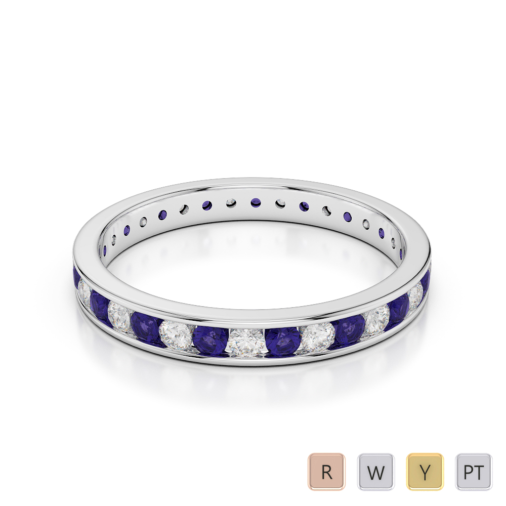 3MM Round Cut Tanzanite Full Eternity Ring With Diamond 0365