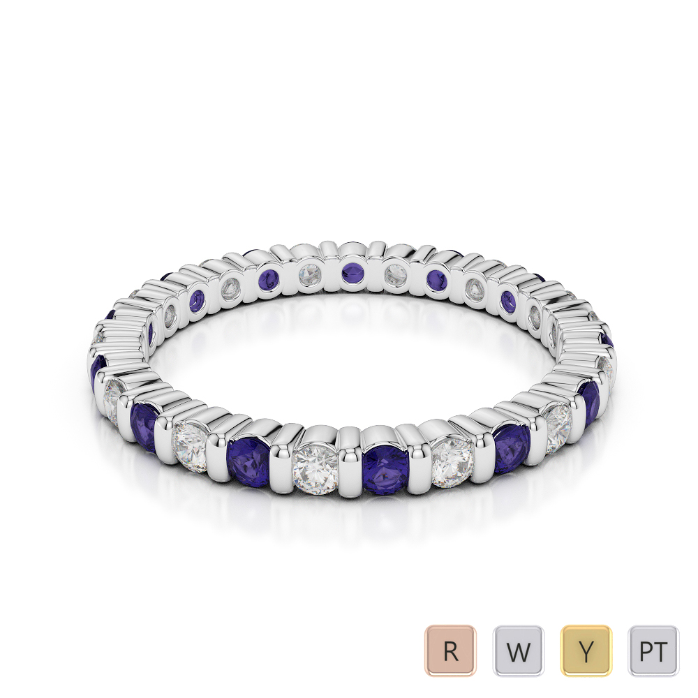 2MM Bar Set Tanzanite Full Eternity Ring With Diamond 0370