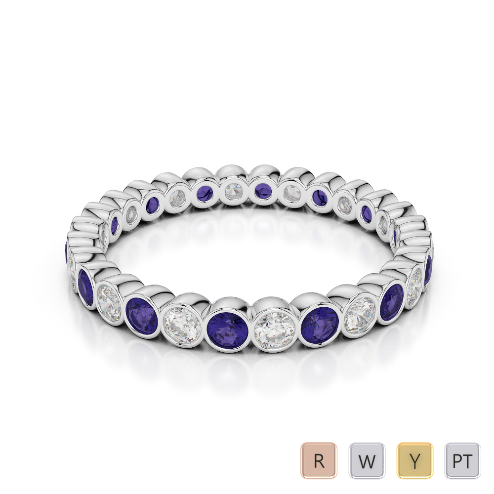 2.5MM Bezel Tanzanite and Diamond Full Eternity Ring 0377