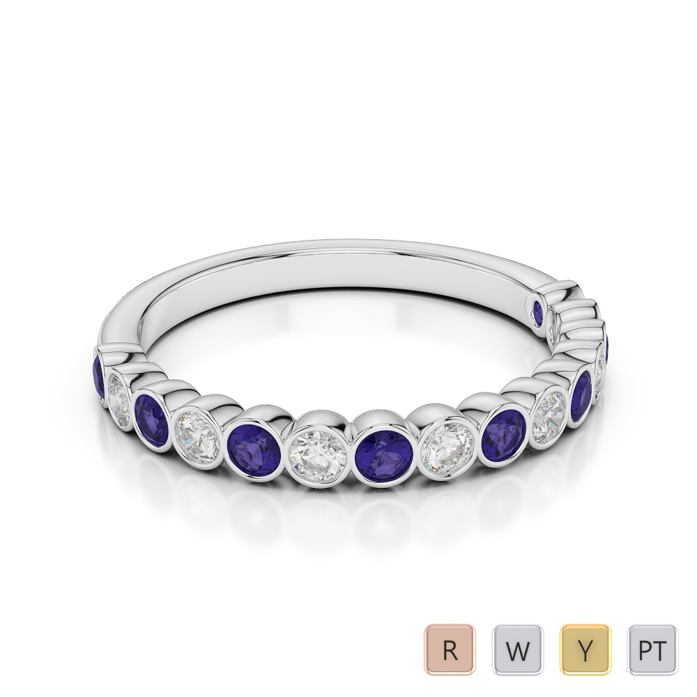 2.5MM Rubover Diamond and Tanzanite Half Eternity Ring 0380