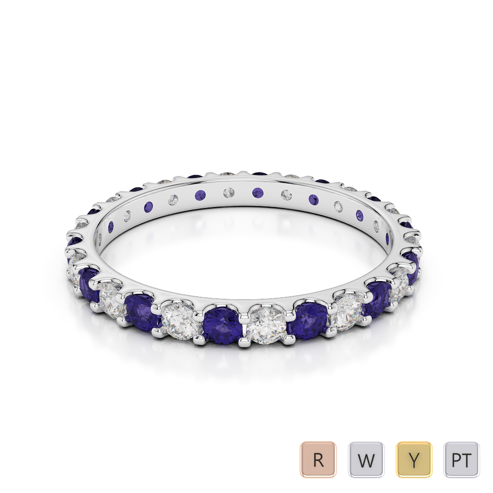 2MM Round Cut Tanzanite Full Eternity Ring With Diamond 0382