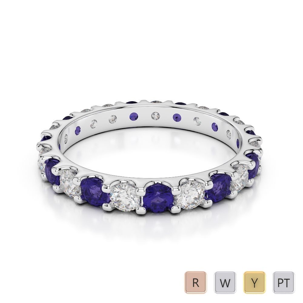 2.5MM Claw Set Tanzanite Full Eternity Ring With Diamond 0383