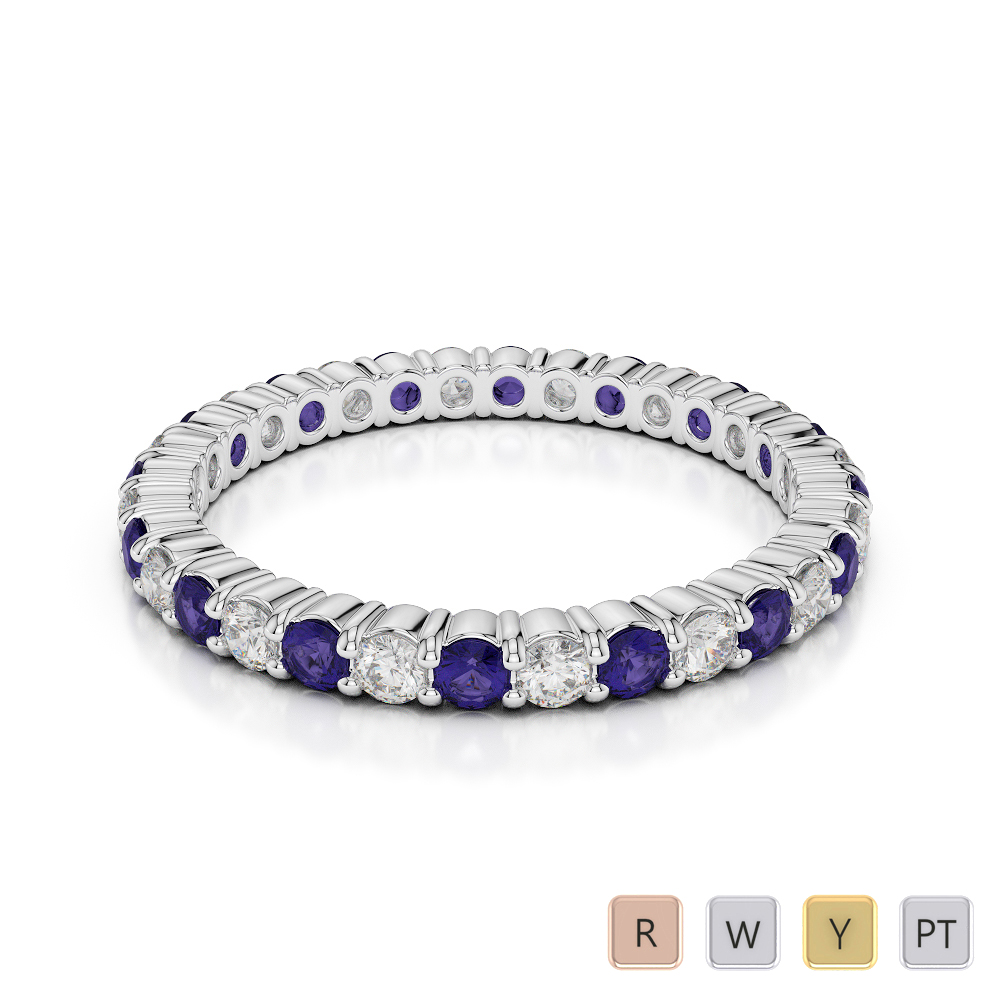 2MM Prong Set Diamond Full Eternity Ring With Tanzanite 0388