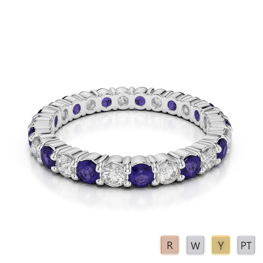 2.5 MM Round Cut Tanzanite Full Eternity Ring With Diamond 0389