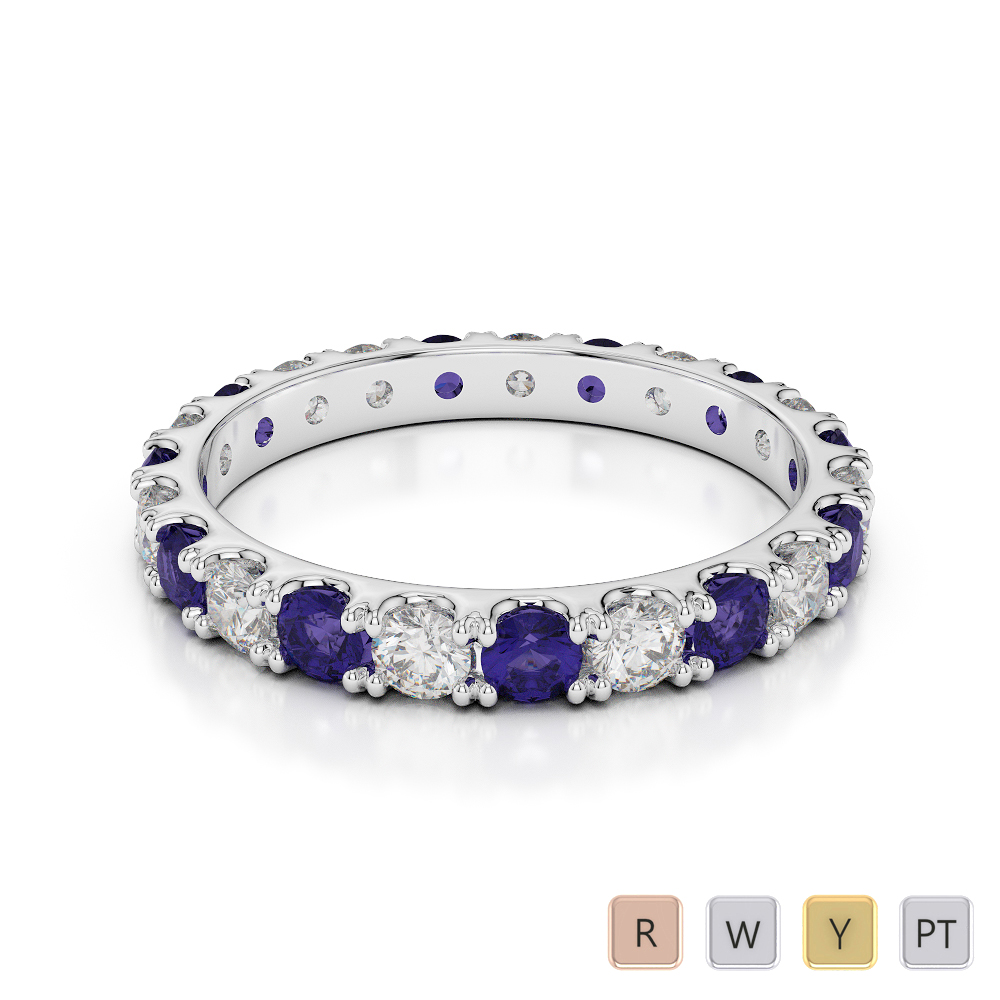 2.5 MM Claw Set Tanzanite & Diamond Full Eternity Ring 0399