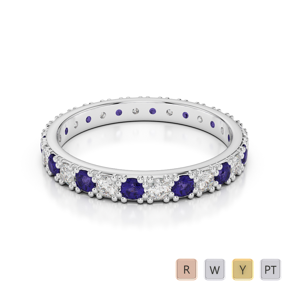 2.5 MM Prong Set Tanzanite Full Eternity Ring With Diamond 0405
