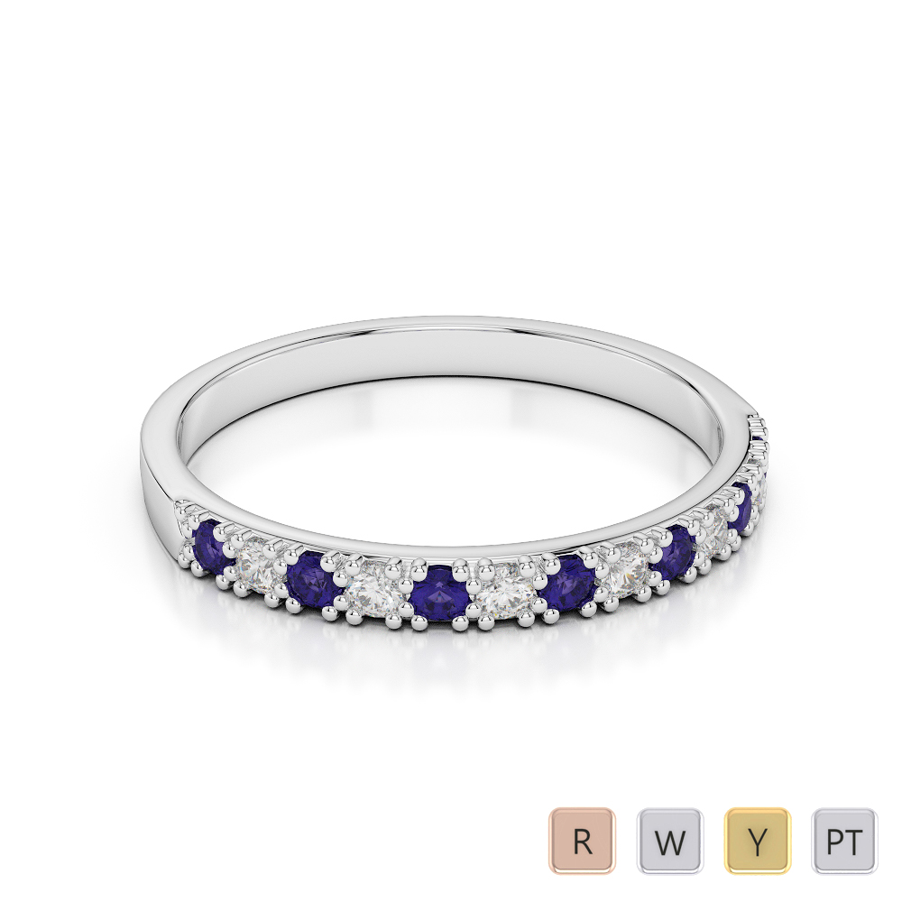 2.5 MM Prong Set Tanzanite Half Eternity Ring With Diamond 0407