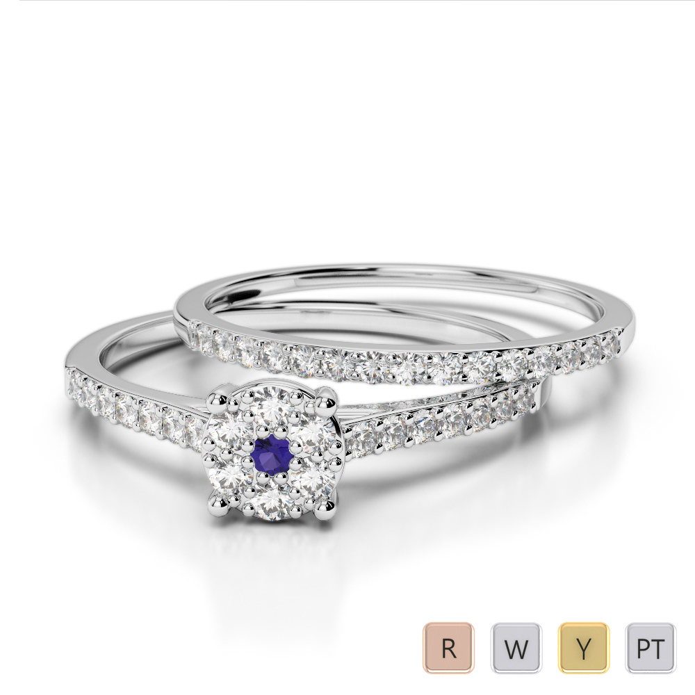 Prong Set Bridal Set Ring With Tanzanite & Diamond 0292