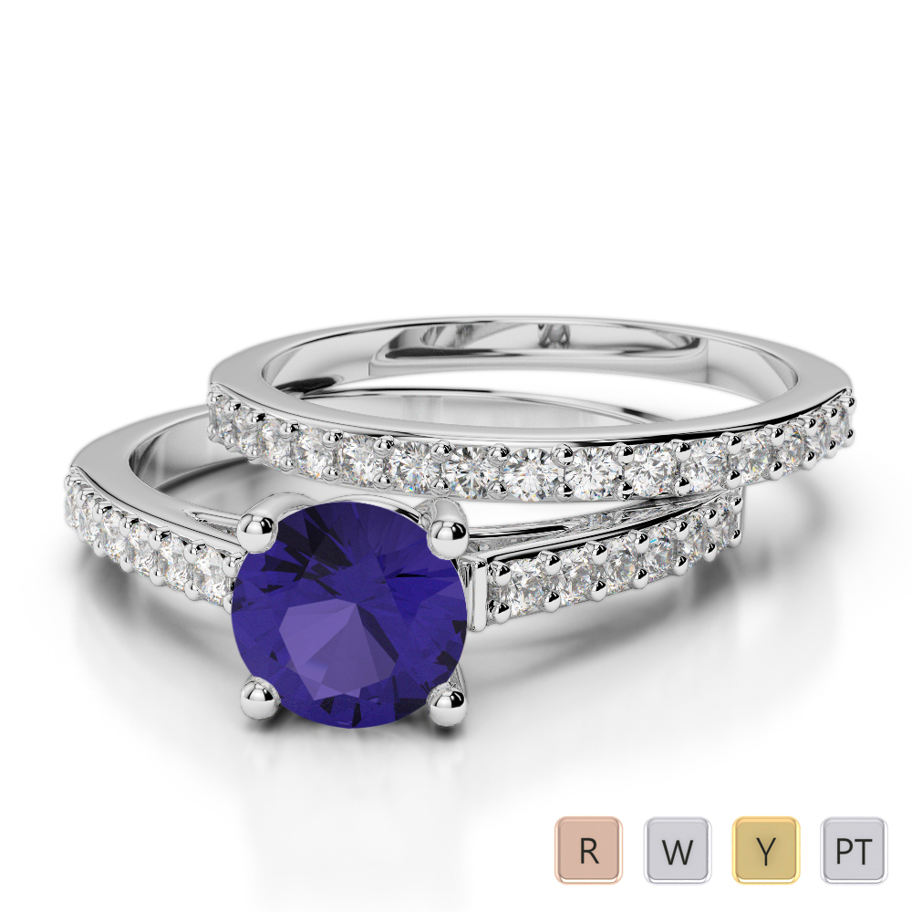 Prong Set Tanzanite Bridal Set Ring With Diamond 0344