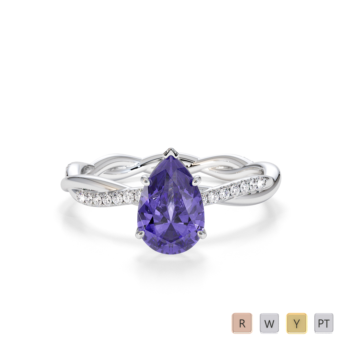 8x5mm Pear Shape Tanzanite and Diamond Engagement Ring 0766