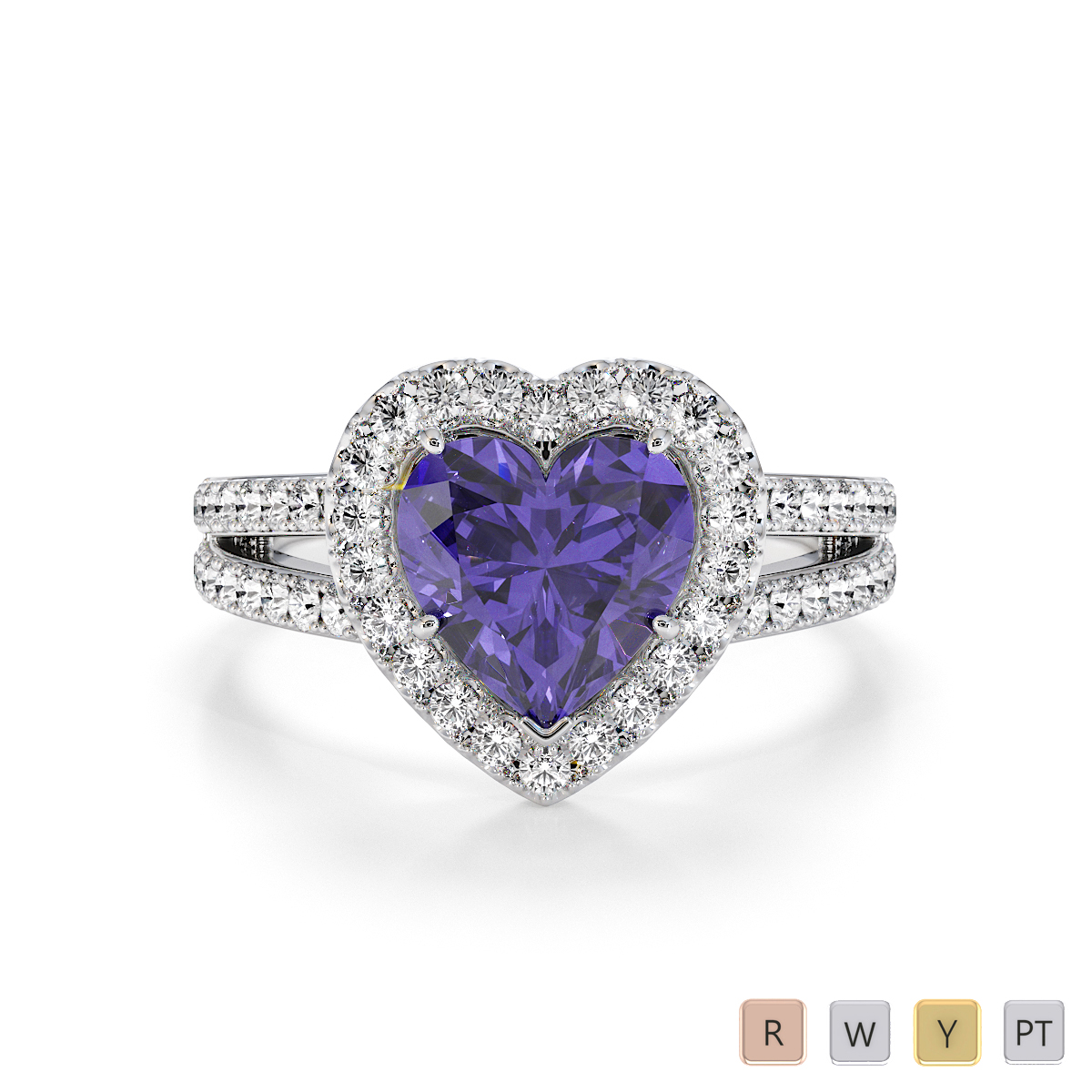 Heart Shape Tanzanite and Diamond Engagement Ring 0795
