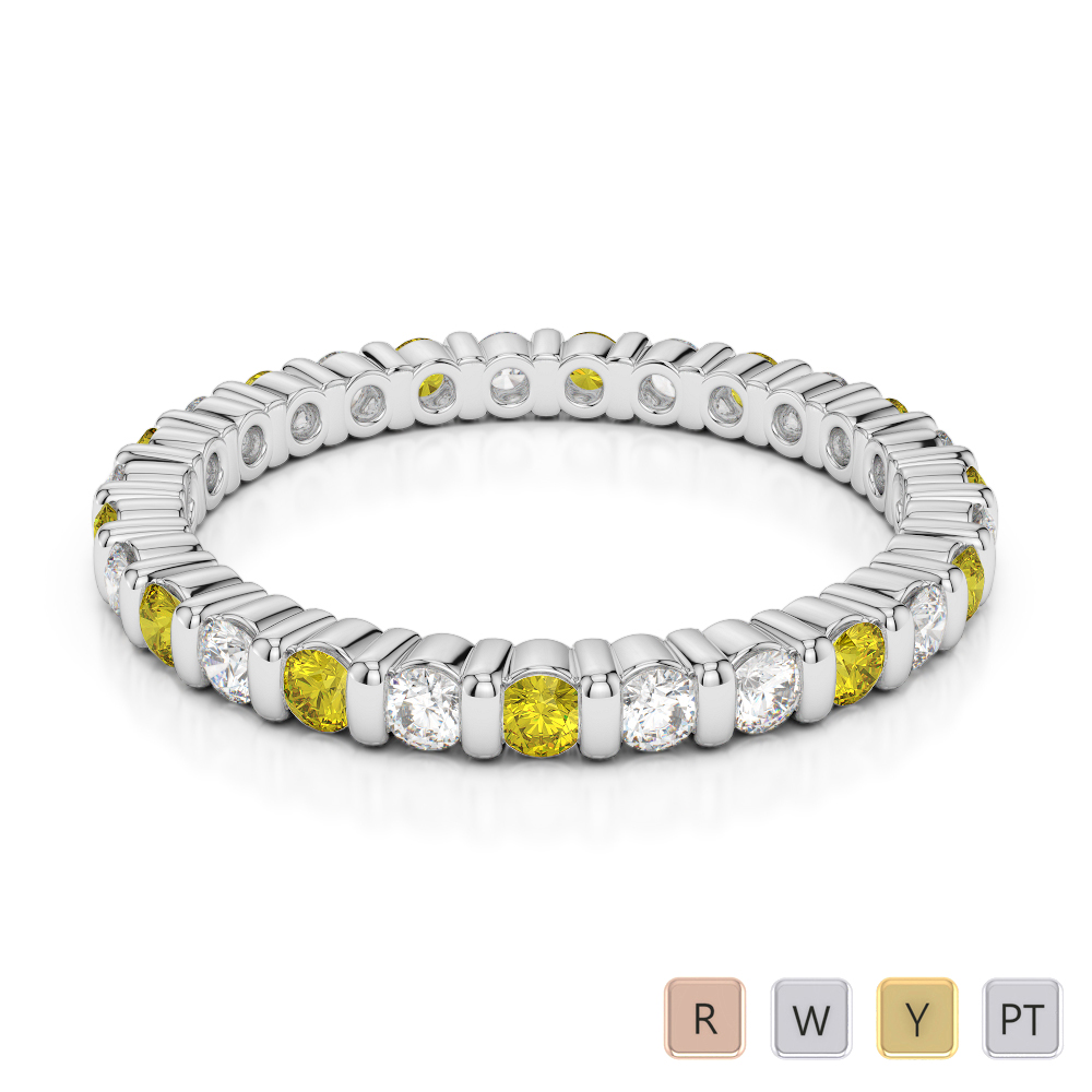 2MM Bar Set Yellow Sapphire Full Eternity Ring With Diamond 0370