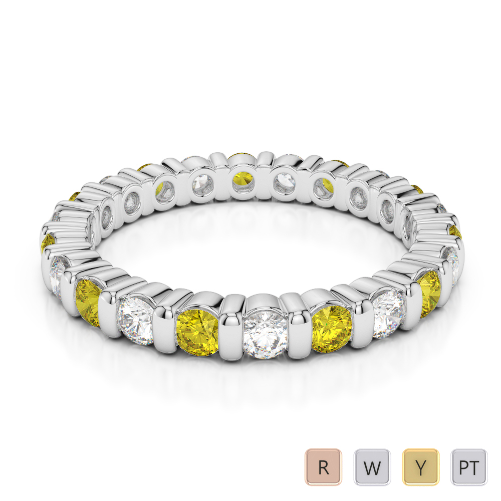 2.5MM Bar Set Diamond and Yellow Sapphire Full Eternity Ring 0371