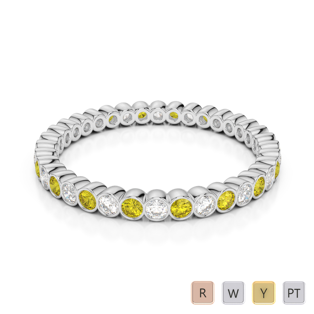 2MM Rubover Diamond Full Eternity Ring With Yellow Sapphire 0376