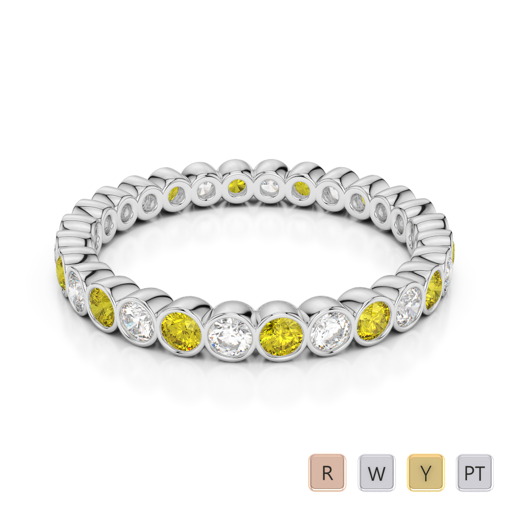2.5MM Bezel Yellow Sapphire and Diamond Full Eternity Ring 0377