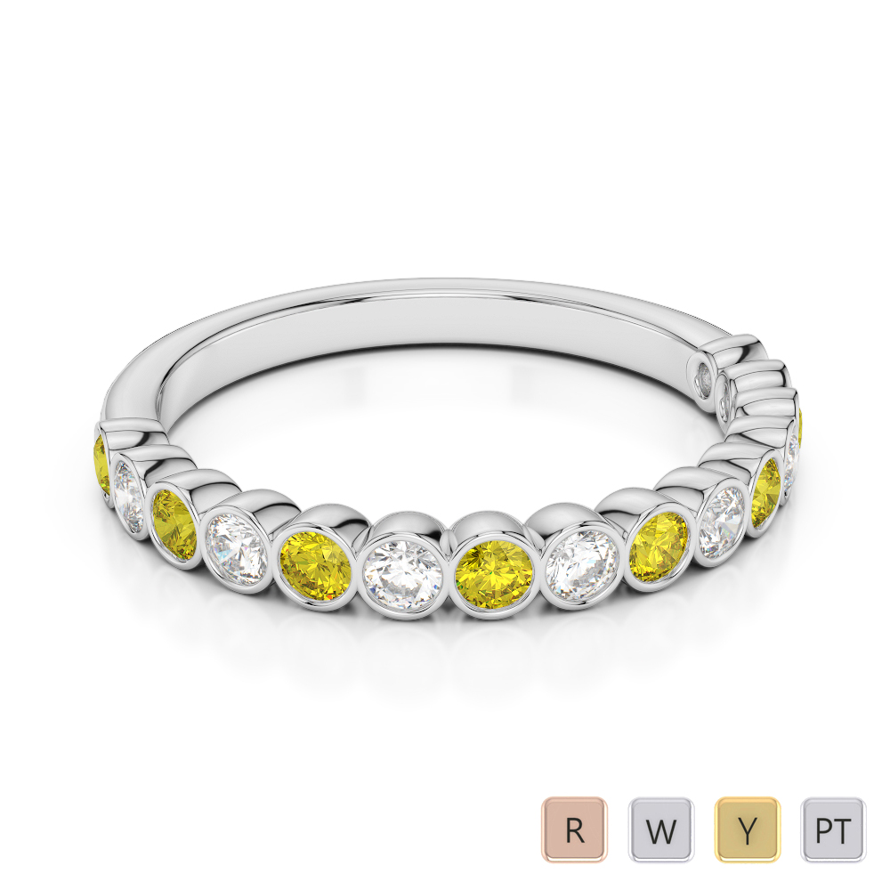 2.5MM Rubover Diamond and Yellow Sapphire Half Eternity Ring 0380