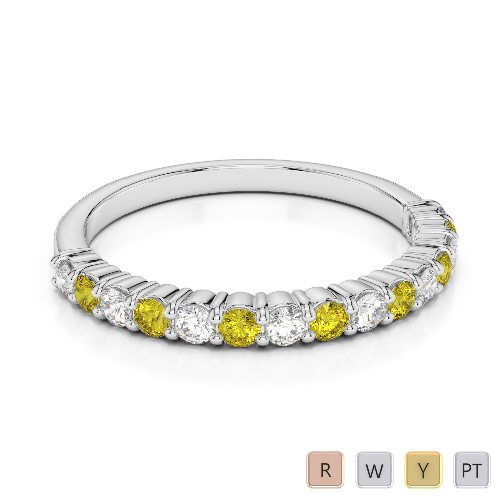 2 MM Prong Set Yellow Sapphire & Diamond Half Eternity Ring 0391