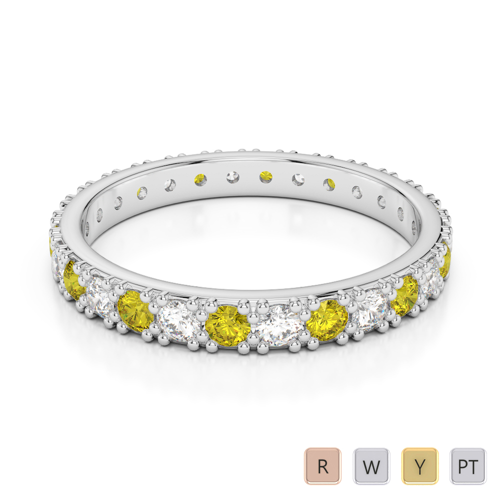 2.5 MM Prong Set Yellow Sapphire Full Eternity Ring With Diamond 0405