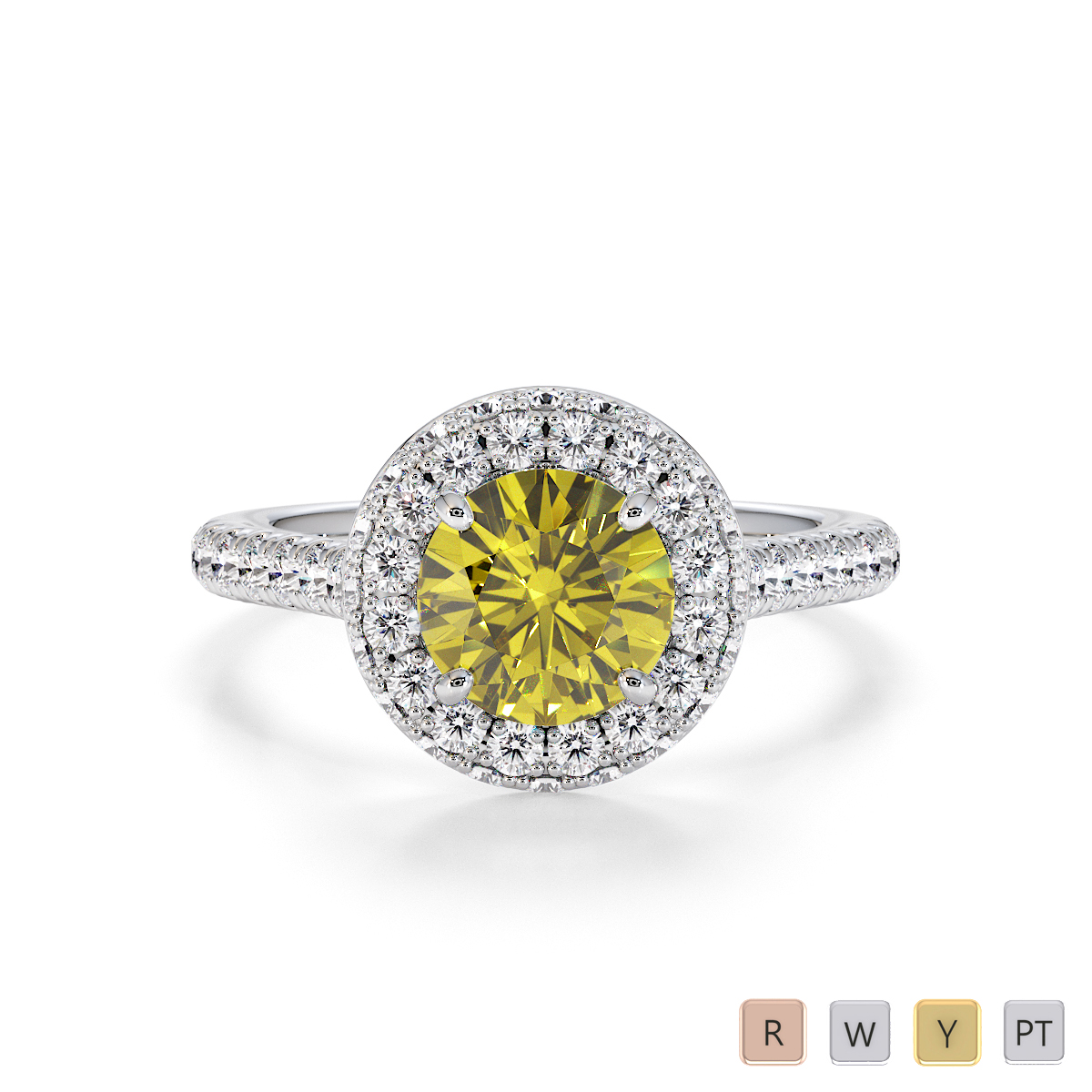 Prong Set Diamond and Yellow Sapphire Engagement Ring 0776