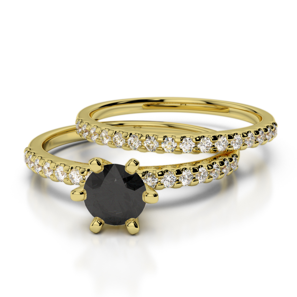 Claw Set Bridal Set Ring With Black Diamond 0300