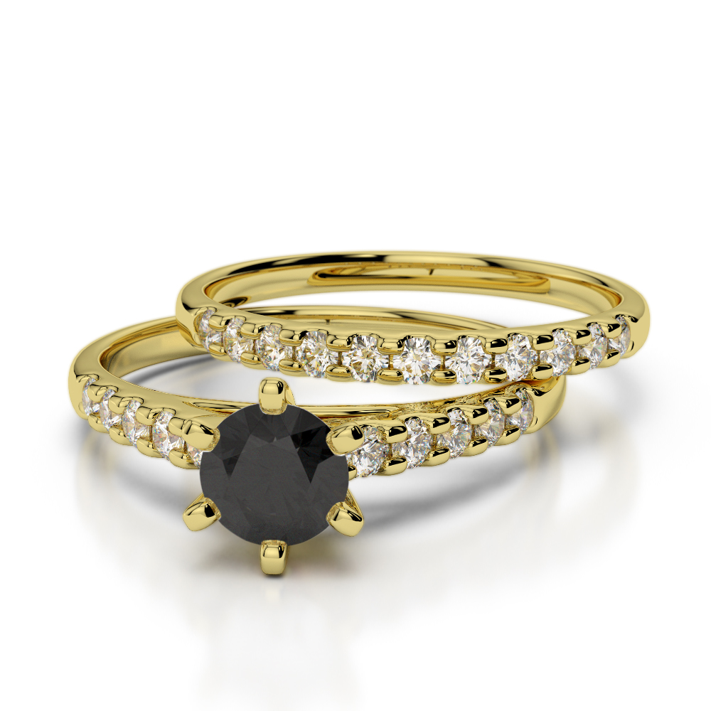 Claw Set Black Diamond Bridal Set Ring 0308
