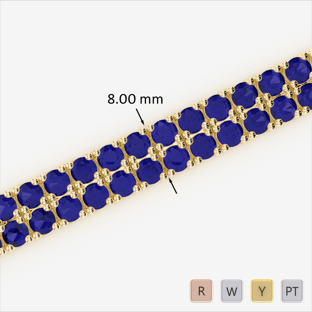 Round Cut Blue Sapphire Bracelet 0745