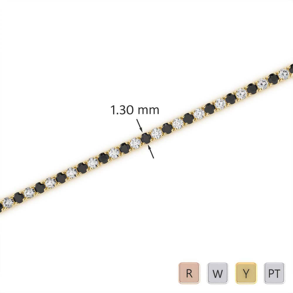 Round Cut Black Diamond Bracelet 0707
