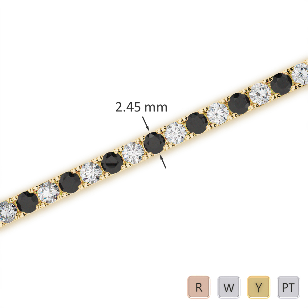 Round Cut Black Diamond Bracelet 0722