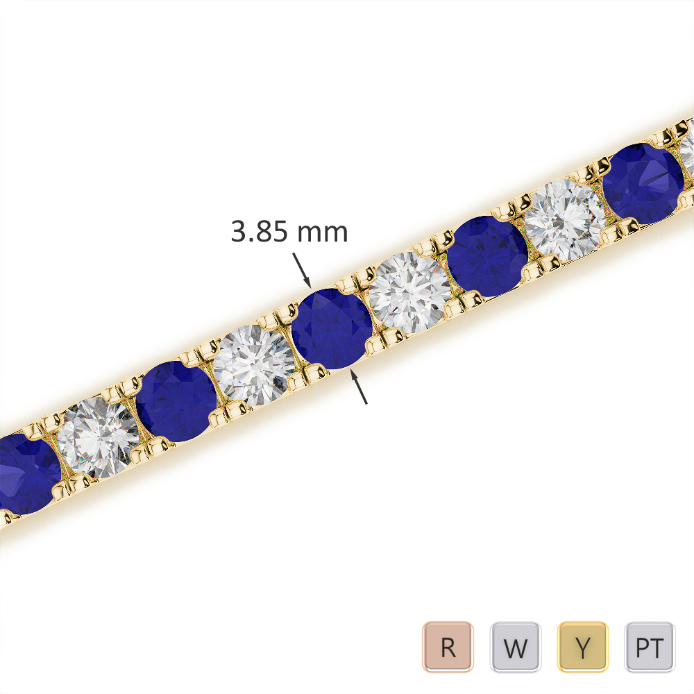 Prong Set Blue Sapphire and Diamond Bracelet 0727