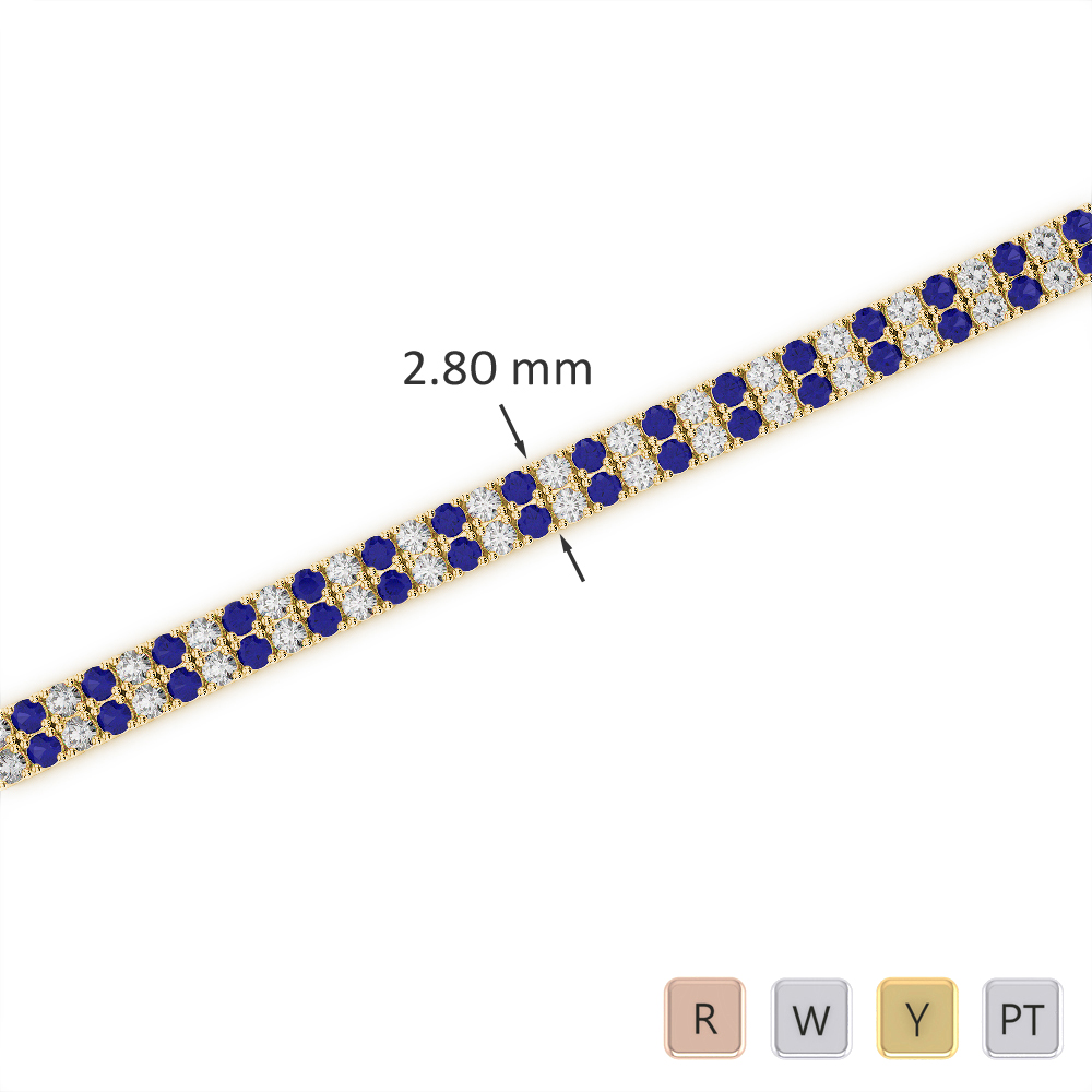 Double Row Diamond and Blue Sapphire Bracelet 0736