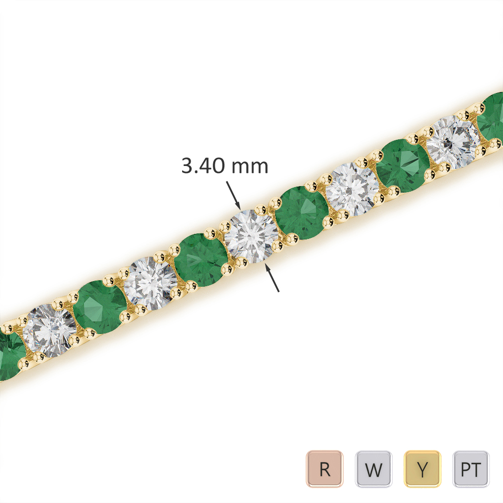 Round Cut Emerald and Diamond Bracelet 0715
