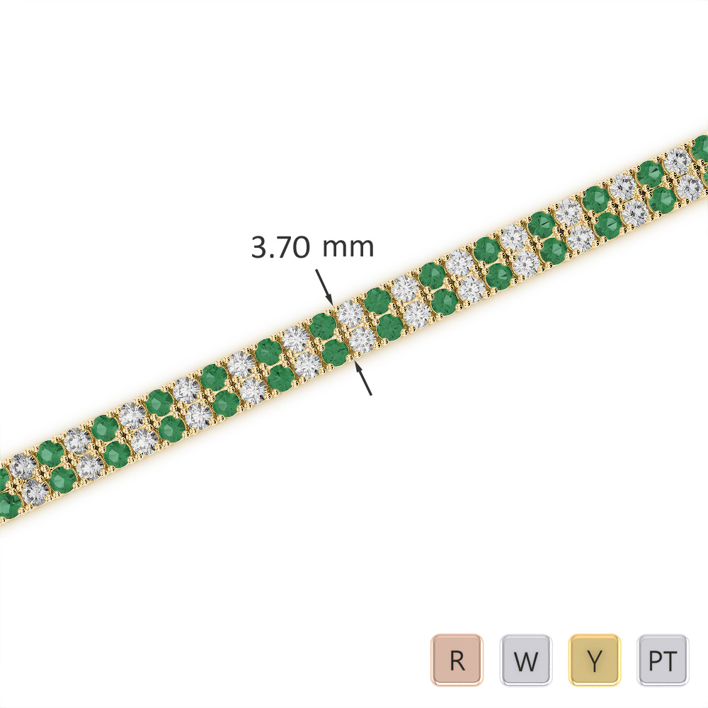 Double Row Prong Set Emerald & Diamond Bracelet 0737