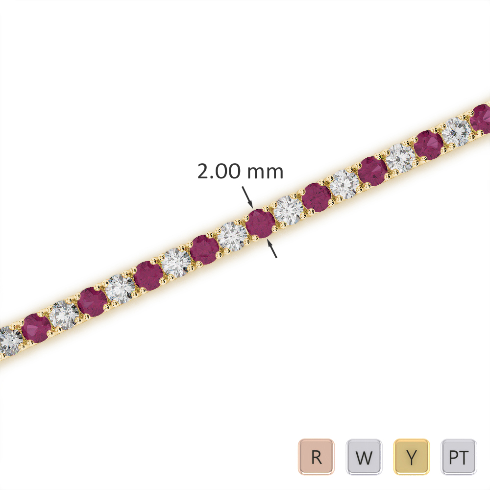 Round Cut Ruby and Diamond Bracelet 0709
