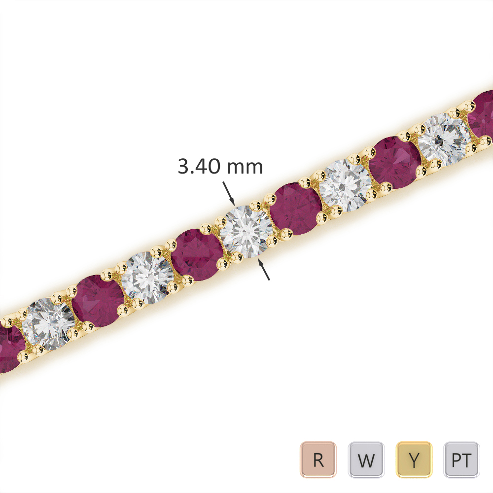 Round Cut Ruby and Diamond Bracelet 0715