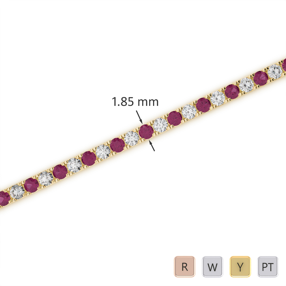 Round Cut Ruby and Diamond Bracelet 0719